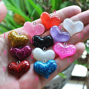 22Pcs/Lot 19*22MM Heart Charms Resin Necklace Pendant Diy Making