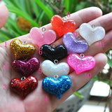 22Pcs/Lot 19*22MM Heart Charms Resin Necklace Pendant Diy Making