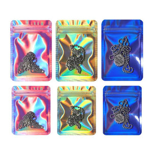 10pcs Pink Holographic Ziplock Foil Bags for Food & Jewelry Storage