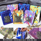 10pcs Pink Holographic Ziplock Foil Bags for Food & Jewelry Storage