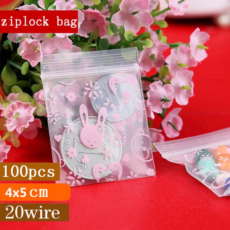 100Pcs/Lot 4x5cm Ziplock Bags Transparent Plastic Jewelry Pouches