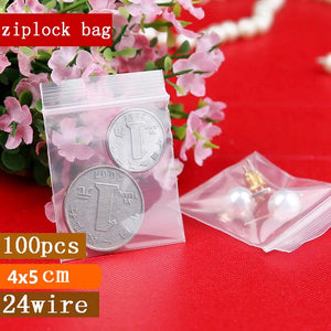 0.24mm 100pcs Mini Zip lock Bags Plastic Packaging Bags Ziplock Pill Jewelry Pou