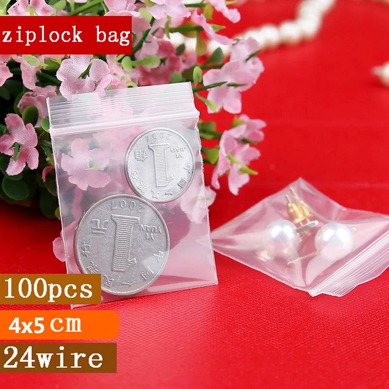 0.24mm 100pcs Mini Zip lock Bags Plastic Packaging Bags Ziplock Pill Jewelry Pou
