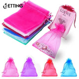 100pcs Colorful Organza Bags Drawstring Pouches 10x12cm/10x15cm/13x18cm