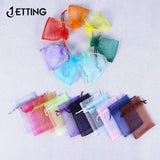 100pcs Colorful Organza Bags Drawstring Pouches 10x12cm/10x15cm/13x18cm