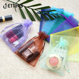 100pcs Colorful Organza Bags Drawstring Pouches 10x12cm/10x15cm/13x18cm