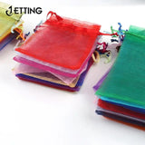 100pcs Colorful Organza Bags Drawstring Pouches 10x12cm/10x15cm/13x18cm