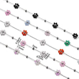 1m Stainless Steel Pearl Braided Flowers Flat Link Chains for DIY Jewelry