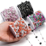 1m Stainless Steel Pearl Braided Flowers Flat Link Chains for DIY Jewelry