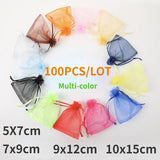 100 Pcs/lot 16 Colors Organza Bags Wedding Drawstring Pouches