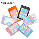 50pcs Iridescent Zip Lock Bags Smell Proof Pouch Resealable Retail Makeup Bags