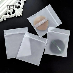 50Pcs Frosted Ziplock Bag Puff Jewelry Retail Packaging Display Reclosable