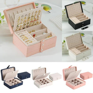 PU Leather Jewelry Storage Box Travel Organizer Display Case