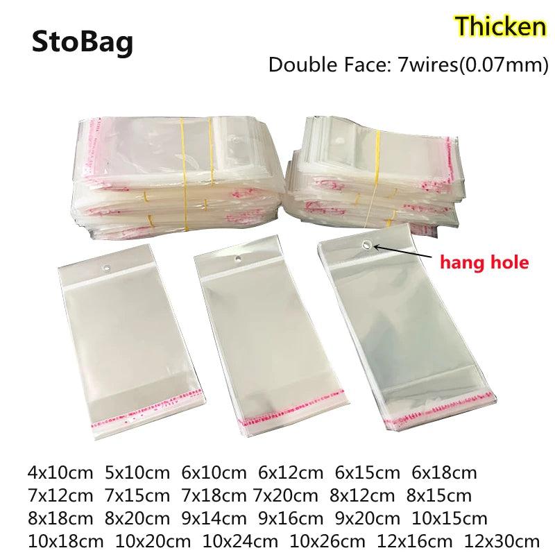 200pcs 7wires Transparent Opp Bag Earrings Jewelry Hanging Hole Pack
