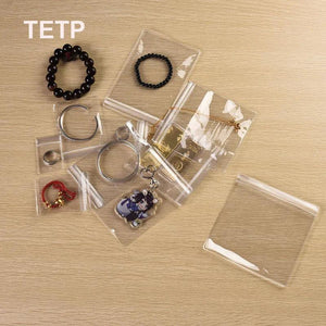 50Pcs Mini Jewelry Pendant Ziplock Bags Transparent PVC Retail Accessory Display