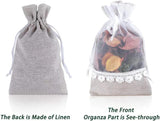Lace Bow Drawstring Burlap Bags for Wedding