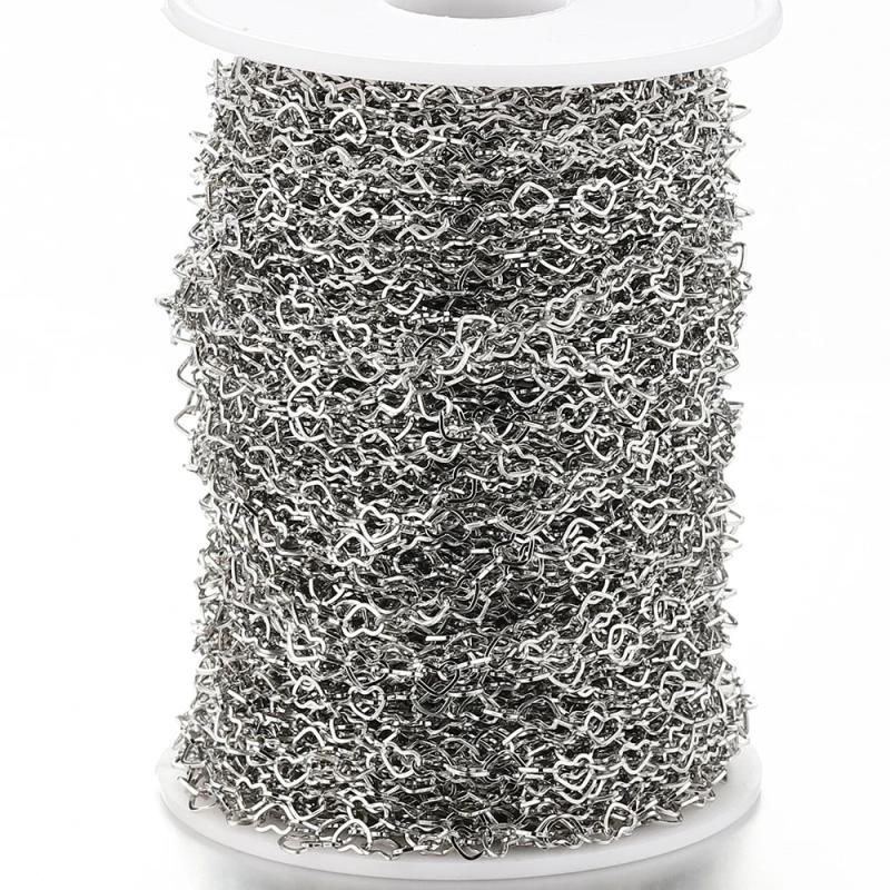 1M Stainless Steel 4mm Love Heart Chains for DIY Jewelry Making