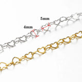 1M Stainless Steel 4mm Love Heart Chains for DIY Jewelry Making