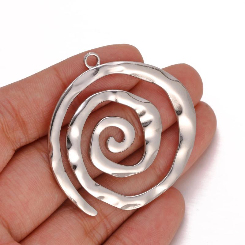 3pcs Circle Spiral Pattern Embossed Charms for DIY Jewelry Making