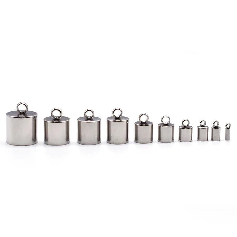 10Pcs Stainless Steel Leather Cord Crimp Caps DIY Jewelry Craft