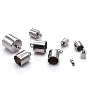 10Pcs Stainless Steel Leather Cord Crimp Caps DIY Jewelry Craft