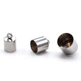 10Pcs Stainless Steel Leather Cord Crimp Caps DIY Jewelry Craft