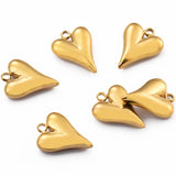 5pcs Stainless Steel Plated 3D Heart Pendant for DIY Earrings Necklace Jewelry