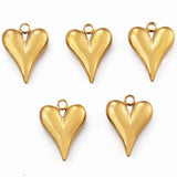 5pcs Stainless Steel Plated 3D Heart Pendant for DIY Earrings Necklace Jewelry