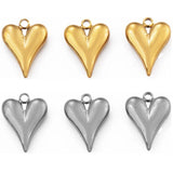 5pcs Stainless Steel Plated 3D Heart Pendant for DIY Earrings Necklace Jewelry