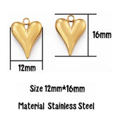 5pcs Stainless Steel Plated 3D Heart Pendant for DIY Earrings Necklace Jewelry