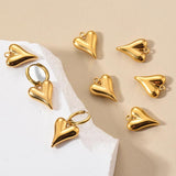 5pcs Stainless Steel Plated 3D Heart Pendant for DIY Earrings Necklace Jewelry