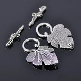 5 Sets Grape Leaf Tibetan Silver Clasps Hooks for Jewelry Making