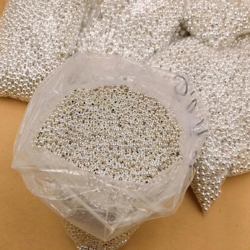 925 Sterling Silver Loose Beads Round Spacer Beads for Jewelry Making