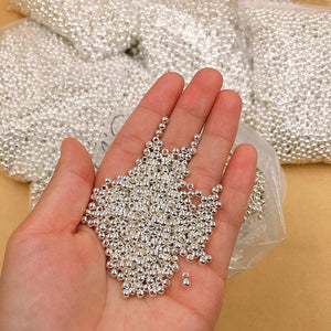 925 Sterling Silver Loose Beads Round Spacer Beads for Jewelry Making