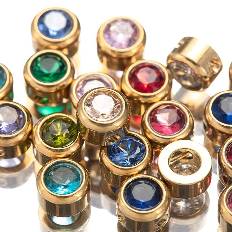 10pcs Stainless Steel Zircon Charms 6mm for Jewelry Making Pendants with Hole