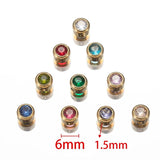 10pcs Stainless Steel Zircon Charms 6mm for Jewelry Making Pendants with Hole