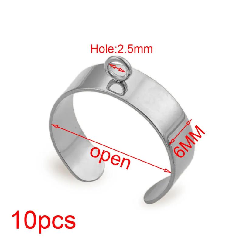 10Pcs Stainless Steel Adjustable Open Rings for Jewelry Making