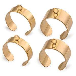 10Pcs Stainless Steel Adjustable Open Rings for Jewelry Making
