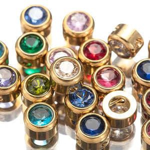 10pcs Stainless Steel Charms Rhinestone Pendant Birthstone Beads