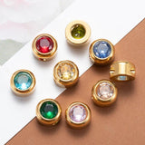 10pcs Stainless Steel Charms Rhinestone Pendant Birthstone Beads