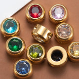 10pcs Stainless Steel Charms Rhinestone Pendant Birthstone Beads