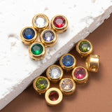10pcs Stainless Steel Charms Rhinestone Pendant Birthstone Beads