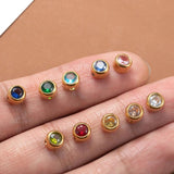 10pcs Stainless Steel Charms Rhinestone Pendant Birthstone Beads