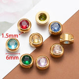 10pcs Stainless Steel Charms Rhinestone Pendant Birthstone Beads