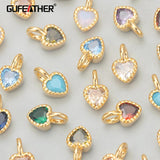 18k Rhodium Plated Copper Zircon Charms DIY Pendants 6pcs/lot