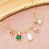 18k Rhodium Plated Copper Zircon Charms DIY Pendants 6pcs/lot
