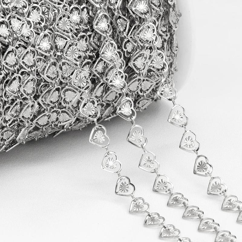 2M 1M Stainless Steel Chains Love Heart for Necklace Bracelet DIY