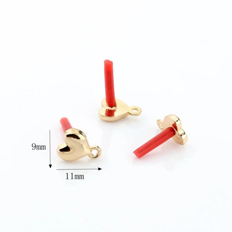 10pcs Love Heart Stud Earring Settings Alloy Earrings Connectors