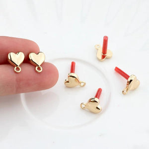 10pcs Love Heart Stud Earring Settings Alloy Earrings Connectors
