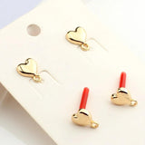10pcs Love Heart Stud Earring Settings Alloy Earrings Connectors
